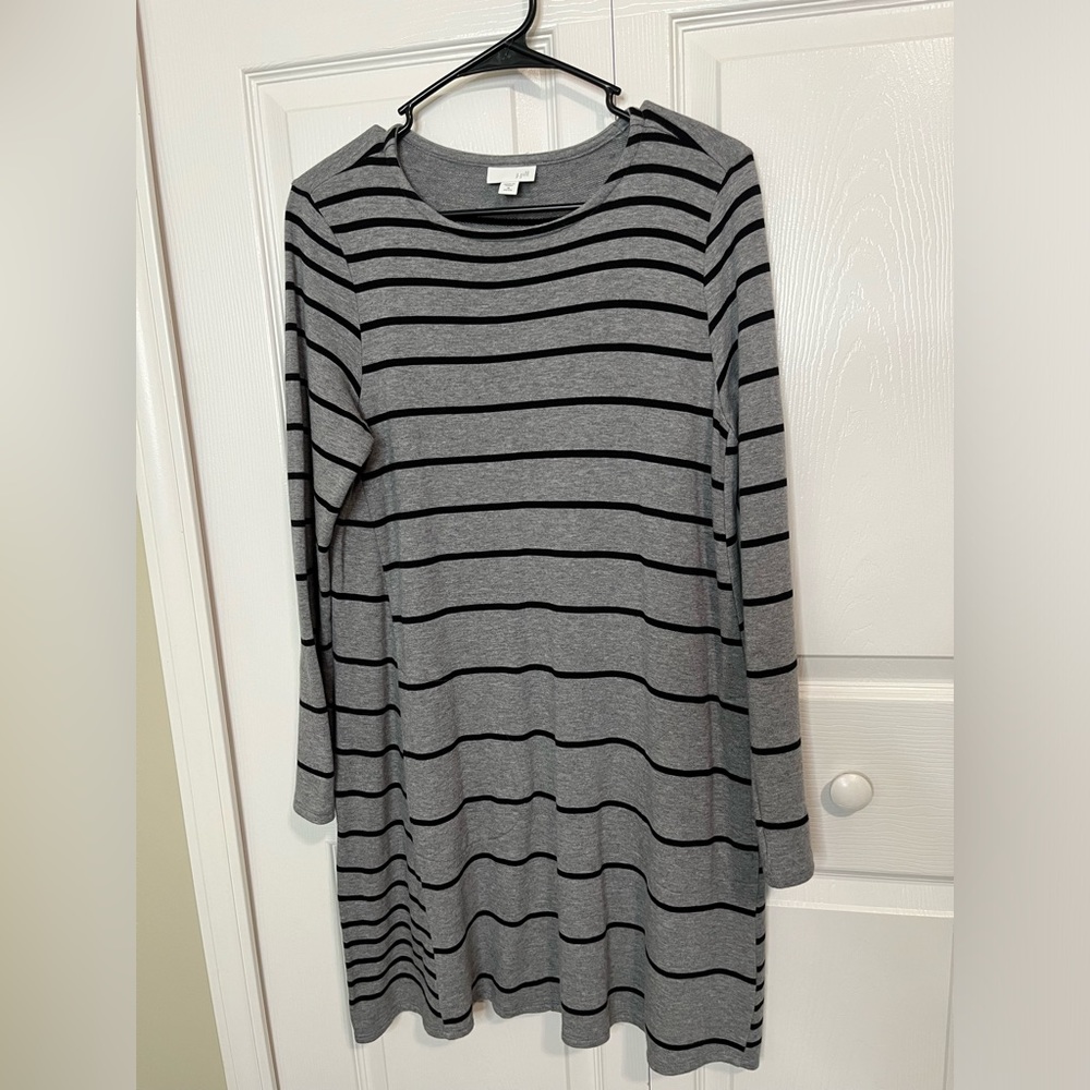 J. Jill striped long sleeve sweater pullover dress with pockets MP
